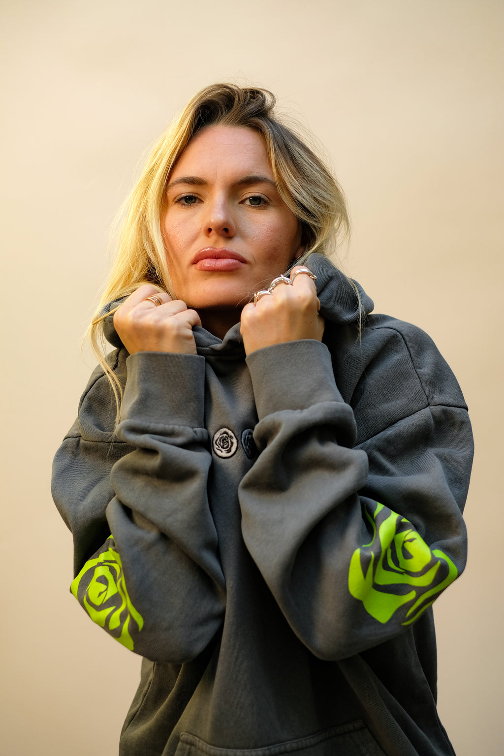 Electric Green Five Rose Tornado Hoodie