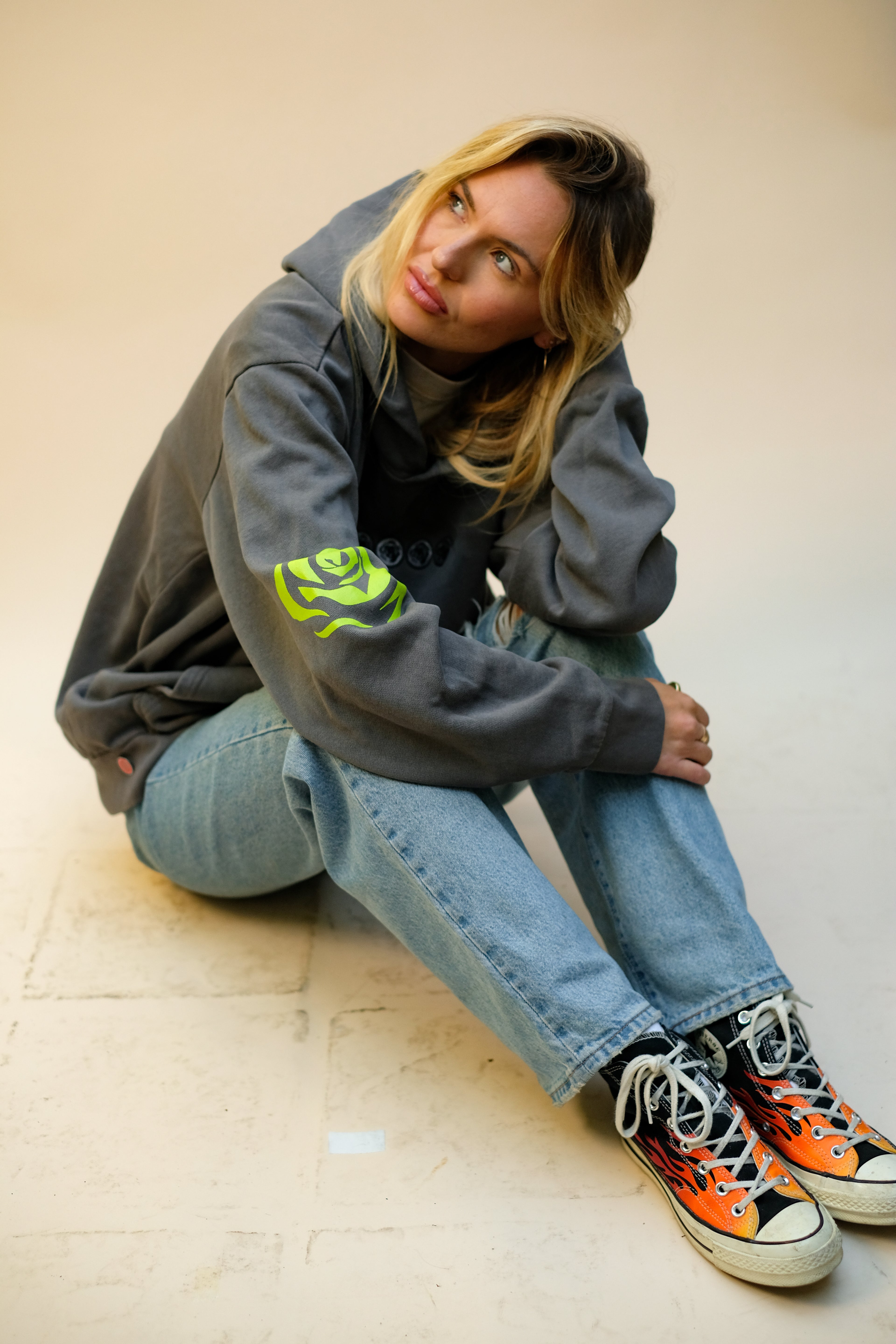 Electric Green Five Rose Tornado Hoodie