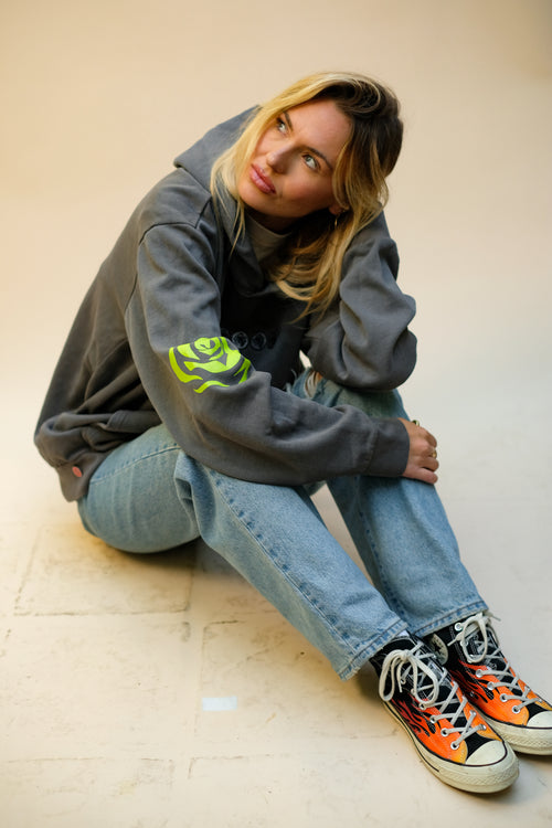 Electric Green Five Rose Tornado Hoodie