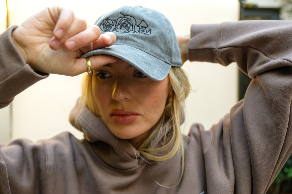 Vintage Grey Rose Dad Cap