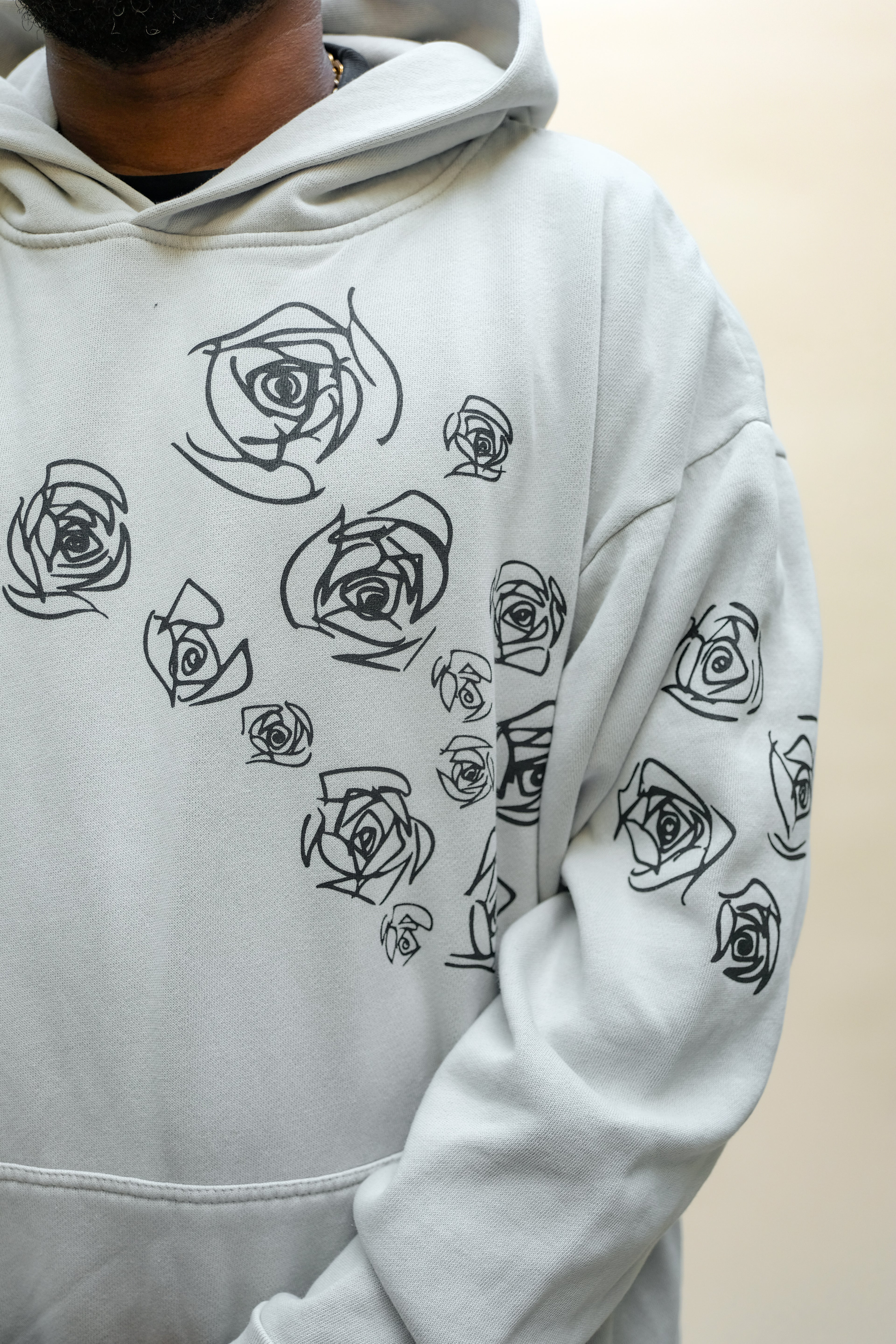 Sketch Rose Lunar Grey Hoodie