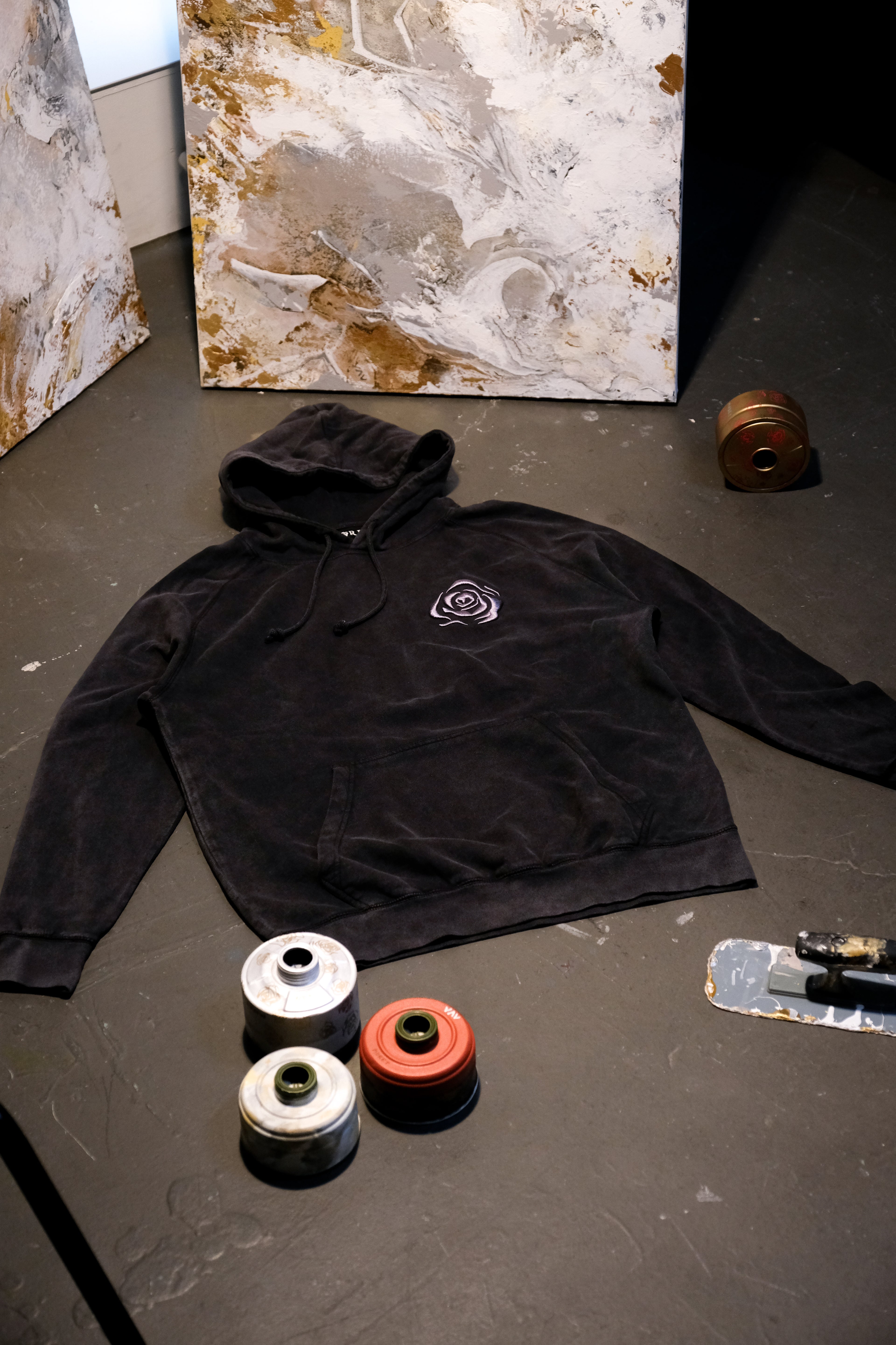 Stealth Mineral Wash Rose Cluster Hoodie