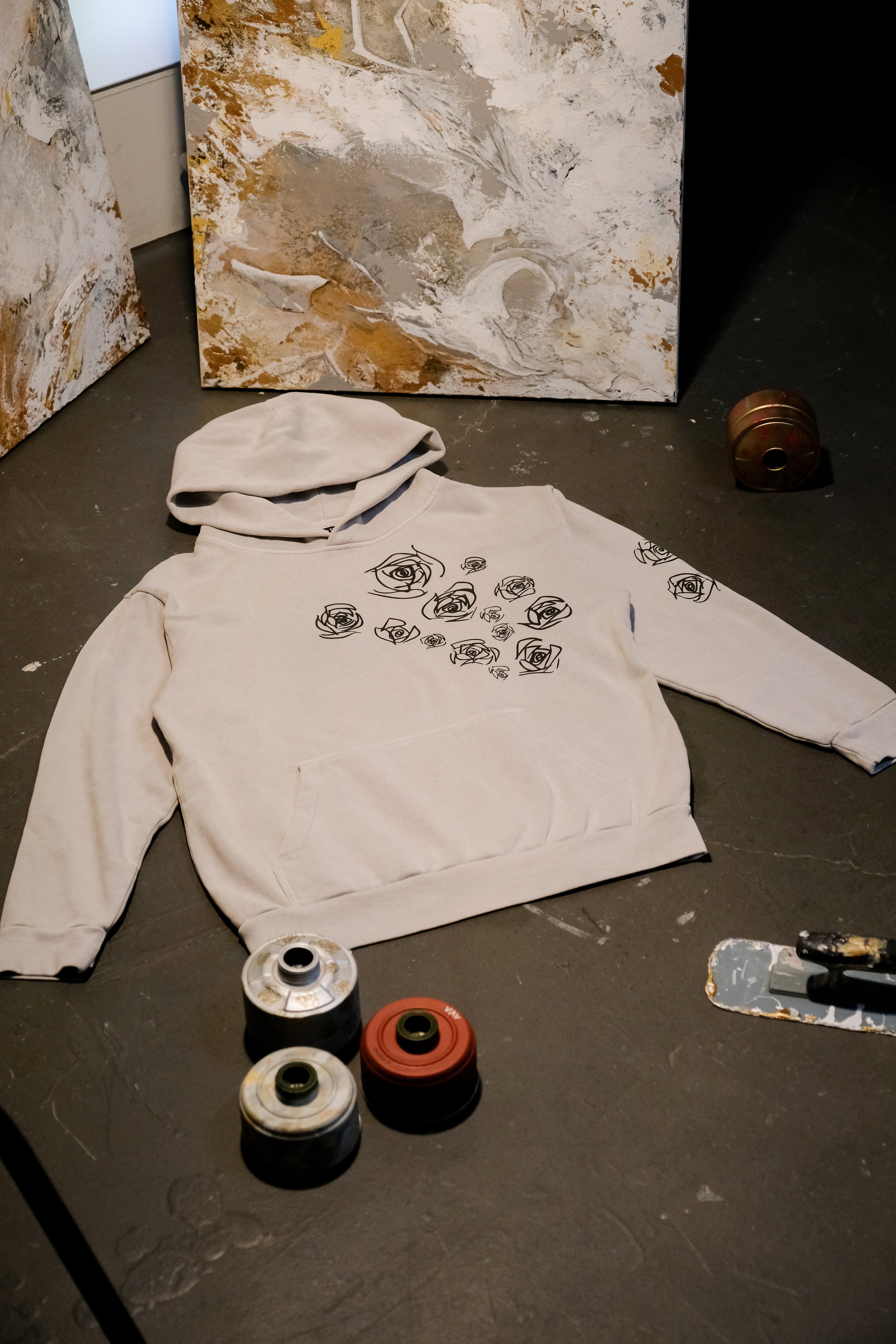 Sketch Rose Lunar Grey Hoodie