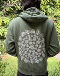La Petite Fleur Vintage Olive Green Mineral Wash Rose Zip-Up