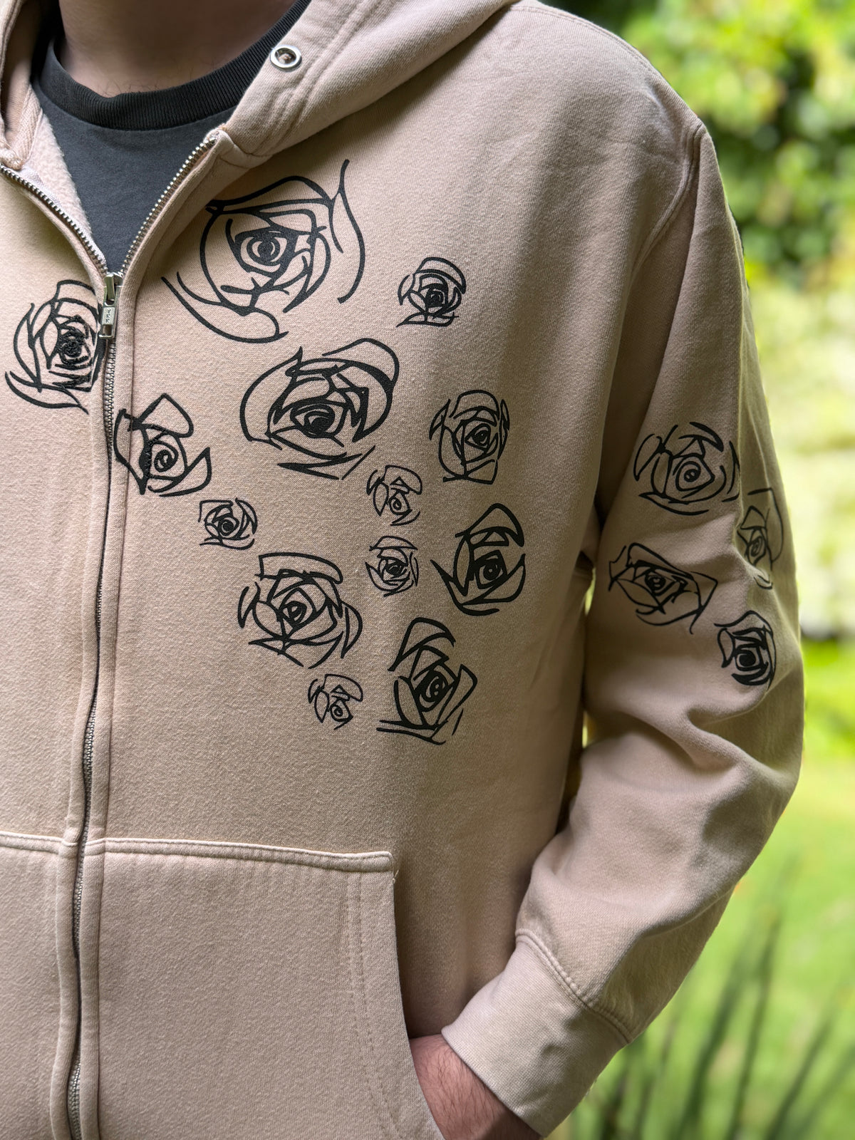 Sketch Rose Coffee Zip-Up